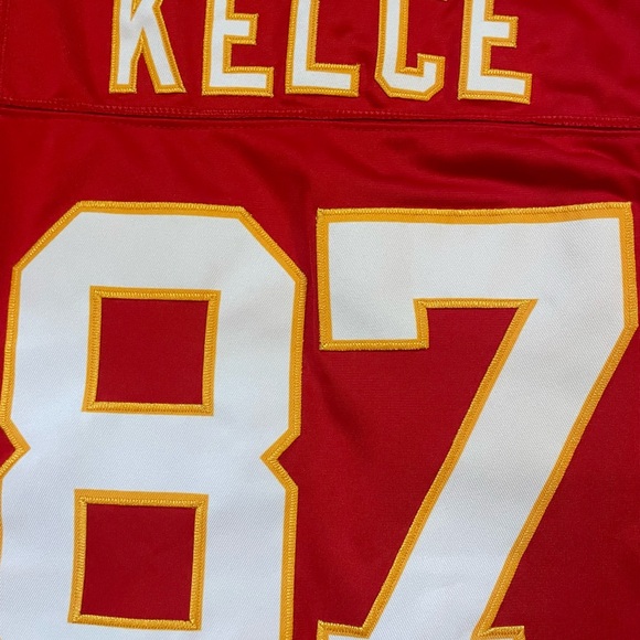 Chiefs Travis Kelce Football Jersey Red White Yellow adult M medium - Picture 3 of 6